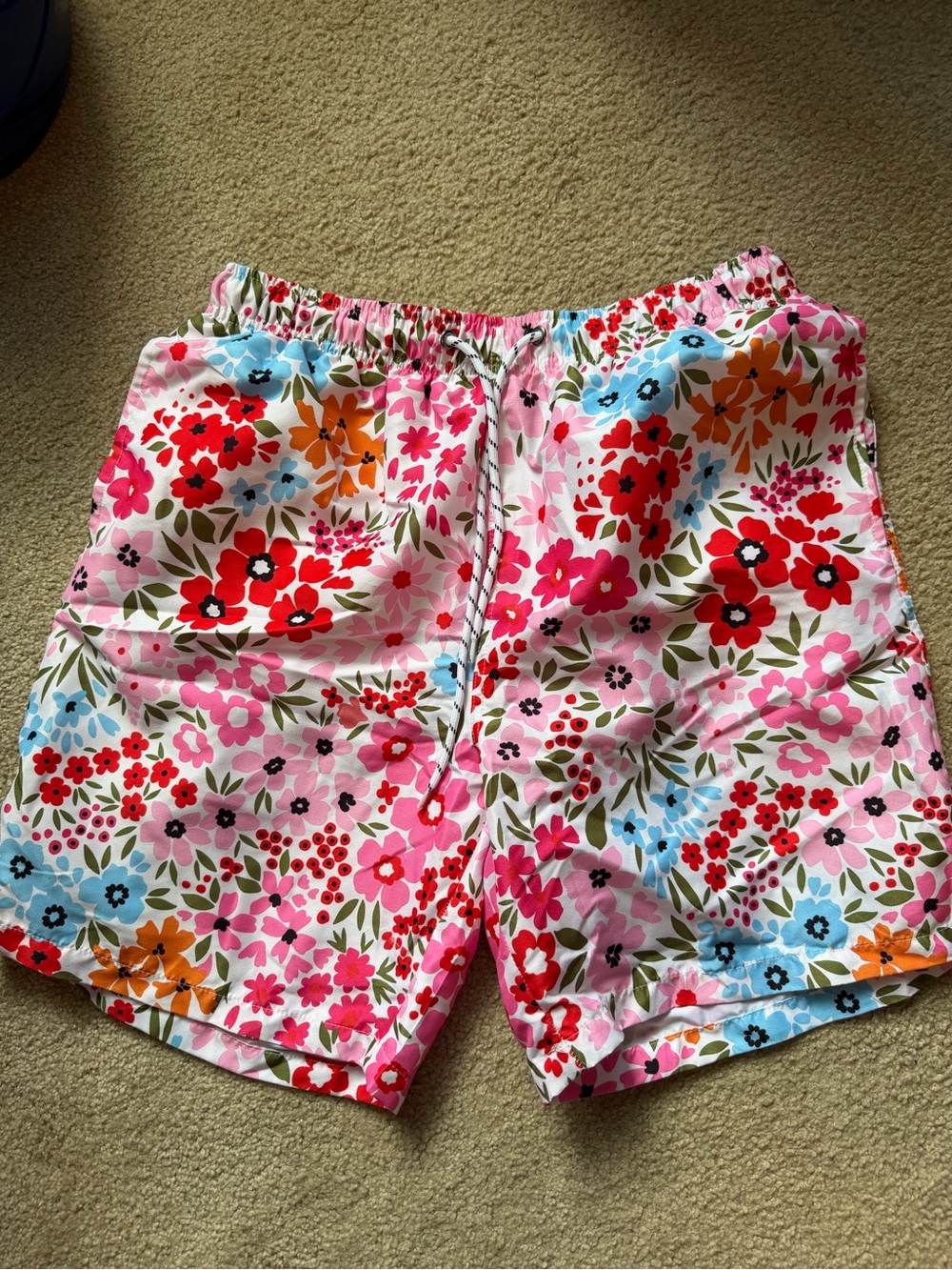 NFINITY Floral Elastic-Waist Shorts - Pink, Red, Blue, Orange, Green